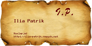 Ilia Patrik névjegykártya